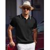 COOFANDY Men’s Zipper Polo Shirt Casual Knit Short Sleeve Polo T Shirt Classic Fit Shirts(Black-white)