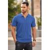 COOFANDY Men’s Zipper Polo Shirt Casual Knit Short Sleeve Polo T Shirt Classic Fit Shirts(Blue)
