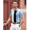 COOFANDY Men’s Zipper Polo Shirt Casual Knit Short Sleeve Polo T Shirt Classic Fit Shirts(Blue Stripes)