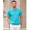 COOFANDY Men’s Zipper Polo Shirt Casual Knit Short Sleeve Polo T Shirt Classic Fit Shirts(Blue-3)