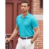 COOFANDY Men’s Zipper Polo Shirt Casual Knit Short Sleeve Polo T Shirt Classic Fit Shirts(Blue-3)