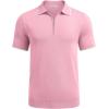 COOFANDY Men’s Zipper Polo Shirt Casual Knit Short Sleeve Polo T Shirt Classic Fit Shirts(Bright Pink)