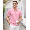 COOFANDY Men’s Zipper Polo Shirt Casual Knit Short Sleeve Polo T Shirt Classic Fit Shirts(Bright Pink)