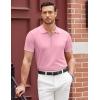 COOFANDY Men’s Zipper Polo Shirt Casual Knit Short Sleeve Polo T Shirt Classic Fit Shirts(Bright Pink)