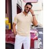 COOFANDY Men’s Zipper Polo Shirt Casual Knit Short Sleeve Polo T Shirt Classic Fit Shirts(Champagne)