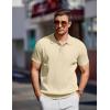 COOFANDY Men’s Zipper Polo Shirt Casual Knit Short Sleeve Polo T Shirt Classic Fit Shirts(Cream)