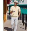 COOFANDY Men’s Zipper Polo Shirt Casual Knit Short Sleeve Polo T Shirt Classic Fit Shirts(Cream)
