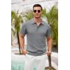 COOFANDY Men’s Zipper Polo Shirt Casual Knit Short Sleeve Polo T Shirt Classic Fit Shirts(Dark Gray)