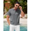 COOFANDY Men’s Zipper Polo Shirt Casual Knit Short Sleeve Polo T Shirt Classic Fit Shirts(Dark Gray)