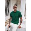 COOFANDY Men’s Zipper Polo Shirt Casual Knit Short Sleeve Polo T Shirt Classic Fit Shirts(Dark Green)