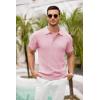 COOFANDY Men’s Zipper Polo Shirt Casual Knit Short Sleeve Polo T Shirt Classic Fit Shirts(Dark Pink)
