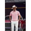 COOFANDY Men’s Zipper Polo Shirt Casual Knit Short Sleeve Polo T Shirt Classic Fit Shirts(Dark Pink White Striped)