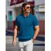 COOFANDY Men’s Zipper Polo Shirt Casual Knit Short Sleeve Polo T Shirt Classic Fit Shirts(Deep Blue)