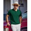 COOFANDY Men’s Zipper Polo Shirt Casual Knit Short Sleeve Polo T Shirt Classic Fit Shirts(Deep Green)