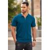 COOFANDY Men’s Zipper Polo Shirt Casual Knit Short Sleeve Polo T Shirt Classic Fit Shirts(Denim Blue)