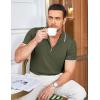 COOFANDY Men’s Zipper Polo Shirt Casual Knit Short Sleeve Polo T Shirt Classic Fit Shirts(E-army Green)
