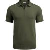 COOFANDY Men’s Zipper Polo Shirt Casual Knit Short Sleeve Polo T Shirt Classic Fit Shirts(E-army Green)
