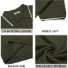 COOFANDY Men’s Zipper Polo Shirt Casual Knit Short Sleeve Polo T Shirt Classic Fit Shirts(E-army Green White Striped)