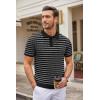 COOFANDY Men’s Zipper Polo Shirt Casual Knit Short Sleeve Polo T Shirt Classic Fit Shirts(F-black/White Striped)