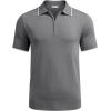 COOFANDY Men’s Zipper Polo Shirt Casual Knit Short Sleeve Polo T Shirt Classic Fit Shirts(Gray)