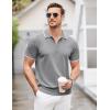 COOFANDY Men’s Zipper Polo Shirt Casual Knit Short Sleeve Polo T Shirt Classic Fit Shirts(Gray)