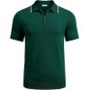 COOFANDY Men’s Zipper Polo Shirt Casual Knit Short Sleeve Polo T Shirt Classic Fit Shirts(Green)