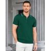 COOFANDY Men’s Zipper Polo Shirt Casual Knit Short Sleeve Polo T Shirt Classic Fit Shirts(Green)