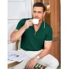 COOFANDY Men’s Zipper Polo Shirt Casual Knit Short Sleeve Polo T Shirt Classic Fit Shirts(Green)