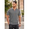 COOFANDY Men’s Zipper Polo Shirt Casual Knit Short Sleeve Polo T Shirt Classic Fit Shirts(Grey)