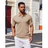 COOFANDY Men’s Zipper Polo Shirt Casual Knit Short Sleeve Polo T Shirt Classic Fit Shirts(Khaki)