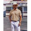COOFANDY Men’s Zipper Polo Shirt Casual Knit Short Sleeve Polo T Shirt Classic Fit Shirts(Khaki)