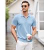 COOFANDY Men’s Zipper Polo Shirt Casual Knit Short Sleeve Polo T Shirt Classic Fit Shirts(Light Blue)