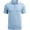 COOFANDY Men’s Zipper Polo Shirt Casual Knit Short Sleeve Polo T Shirt Classic Fit Shirts(Light Blue)