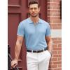 COOFANDY Men’s Zipper Polo Shirt Casual Knit Short Sleeve Polo T Shirt Classic Fit Shirts(Light Blue)