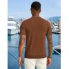 COOFANDY Men’s Zipper Polo Shirt Casual Knit Short Sleeve Polo T Shirt Classic Fit Shirts(Light Brown)