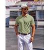 COOFANDY Men’s Zipper Polo Shirt Casual Knit Short Sleeve Polo T Shirt Classic Fit Shirts(Light Green)