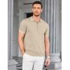 COOFANDY Men’s Zipper Polo Shirt Casual Knit Short Sleeve Polo T Shirt Classic Fit Shirts(Light Khaki)