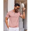 COOFANDY Men’s Zipper Polo Shirt Casual Knit Short Sleeve Polo T Shirt Classic Fit Shirts(Light Pink)