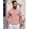 COOFANDY Men’s Zipper Polo Shirt Casual Knit Short Sleeve Polo T Shirt Classic Fit Shirts(Light Pink)