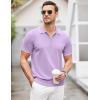 COOFANDY Men’s Zipper Polo Shirt Casual Knit Short Sleeve Polo T Shirt Classic Fit Shirts(Light Purple)