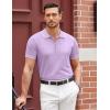COOFANDY Men’s Zipper Polo Shirt Casual Knit Short Sleeve Polo T Shirt Classic Fit Shirts(Light Purple)