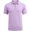 COOFANDY Men’s Zipper Polo Shirt Casual Knit Short Sleeve Polo T Shirt Classic Fit Shirts(Light Purple)
