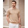COOFANDY Men’s Zipper Polo Shirt Casual Knit Short Sleeve Polo T Shirt Classic Fit Shirts(Light Tan)
