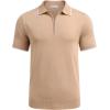 COOFANDY Men’s Zipper Polo Shirt Casual Knit Short Sleeve Polo T Shirt Classic Fit Shirts(Light Tan)
