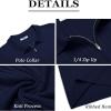 COOFANDY Men’s Zipper Polo Shirt Casual Knit Short Sleeve Polo T Shirt Classic Fit Shirts(Navy Blue)