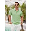 COOFANDY Men’s Zipper Polo Shirt Casual Knit Short Sleeve Polo T Shirt Classic Fit Shirts(Olive Green)