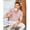 COOFANDY Men’s Zipper Polo Shirt Casual Knit Short Sleeve Polo T Shirt Classic Fit Shirts(Pink)