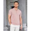 COOFANDY Men’s Zipper Polo Shirt Casual Knit Short Sleeve Polo T Shirt Classic Fit Shirts(Pink)