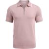 COOFANDY Men’s Zipper Polo Shirt Casual Knit Short Sleeve Polo T Shirt Classic Fit Shirts(Pink)