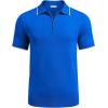COOFANDY Men’s Zipper Polo Shirt Casual Knit Short Sleeve Polo T Shirt Classic Fit Shirts(Royal Blue)